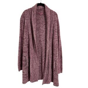 Barefoot Dreams CozyChic Lite Long Cardigan Heathered Purple Size 1X